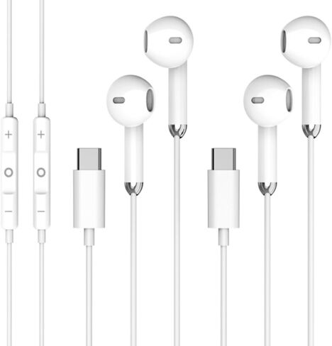 [عبوتان] لسماعات أذن Apple السلكية، سماعات أذن 3.5 مم مع ميكروفون بتصميم 90 درجة، سماعات أذن واضحة للتحكم في مستوى الصوت HiFi لأجهزة الكمبيوتر المحمول وراديو Kindle in Saudi Arabia