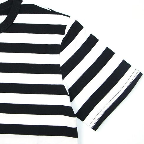 Kids Striped T-Shirt,Short Sleeve,Crew Neck,Boy Girls Summer Tee Top Halloween Costumes 3-12 Years in Saudi Arabia