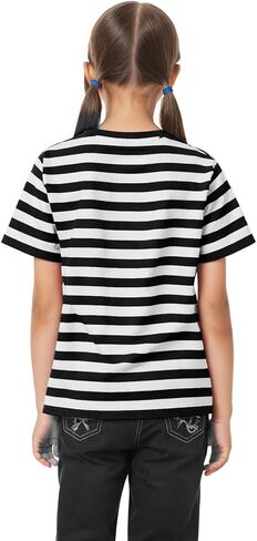 Kids Striped T-Shirt,Short Sleeve,Crew Neck,Boy Girls Summer Tee Top Halloween Costumes 3-12 Years in Saudi Arabia
