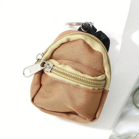 Mini Backpack Keychain for Women,Small Change Pouch Coin Purse with Zipper for Key Card Lipstick Headset Cosmetics Bag-Black in Saudi Arabia