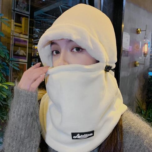Knitted Balaclava Windproof Hooded Winter Hat Neck Warmer Scarf Hat Soft Beanie for Women Skull Cap Face Cover in Saudi Arabia