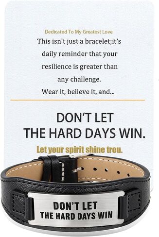 Christian Inspirational Leather Bracelet for Men - God Is In Control & Don’t Let The Hard Days Win Faith Jewelry, Stylish Durable Gift for Father Husband Friend in Saudi Arabia