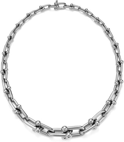 18K Plated Necklace For Women, Graduated Link Necklaces Chunky Chain Choker Jewelry 18" Long in Saudi Arabia