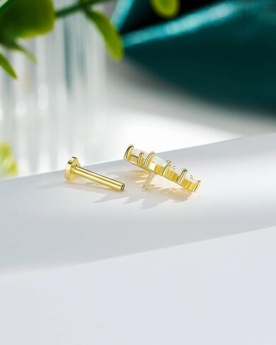 COCHARM 14K Gold Plated Cartilage Earrings Stud 925 Sterling Silver Opal Helix Earrings for Women Internally Thread Flat Back Earrings Heart in Saudi Arabia