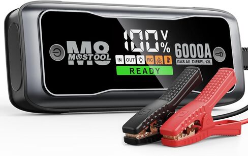 M6 4000A Portable Jump Starter with AC Adapter, Startup to All Gas and 10.0L Diesel Engines, Battery Jumper Starter Portable for 12V Car Battery Jump, Smart LCD Screen Jump Box for Car in Saudi Arabia