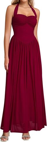 Parthea Halter Neck Corset Maxi Dress Elegant Backless Long Dress for Women Wedding Guest Party Evening Gowns in Saudi Arabia