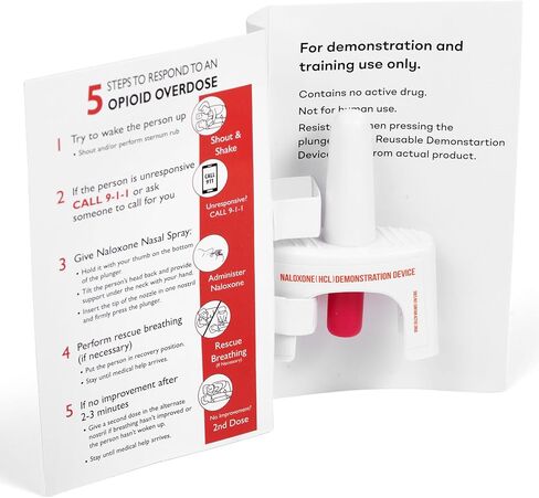 جهاز تدريب لرذاذ النالوكسون للأنف | للاستخدام في التدريب على الإسعافات الأولية لجرعات زائدة من المواد الأفيونية | قابلة لإعادة الاستخدام | يتضمن جهازين للتدريب على رش الأنف وتعليمات (عبوة من قطعتين) | لا يحتوي على دواء in Kuwait