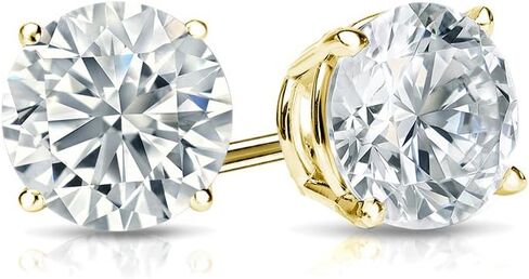 Diamond Wish 10k Gold Round Diamond Stud Earrings (1/6 carat TW, Good, I2-I3) 4-Prong Basket Screw-Back in Saudi Arabia