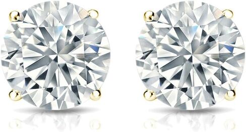 Diamond Wish 10k Gold Round Diamond Stud Earrings (1/6 carat TW, Good, I2-I3) 4-Prong Basket Screw-Back in Saudi Arabia