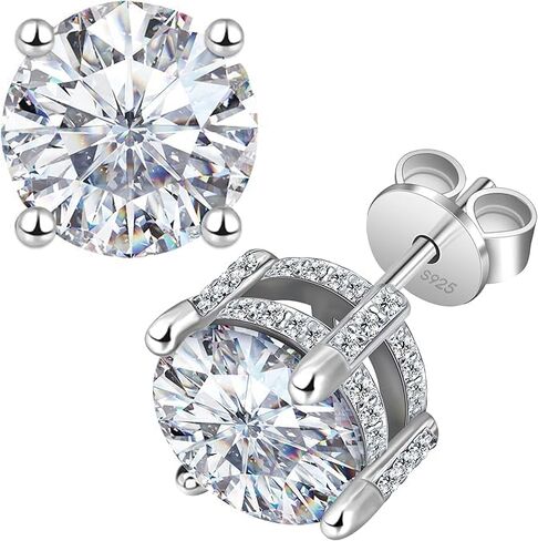 QUEENOU Moissanite Earrings Studs 1ct-3ct for Women/Men, 925 Sterling Silver with 18K White Gold Plated Hypoallergenic Flat Screw Back Birthday Gifts for Women Girlfriend Wife Engagement Jewelry in Saudi Arabia