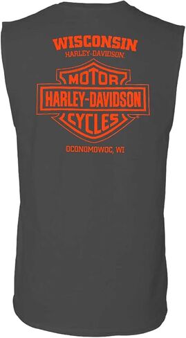 Harley-Davidson Men's Terrace Sleeveless Cotton-Blend Muscle Shirt, Charcoal in Saudi Arabia