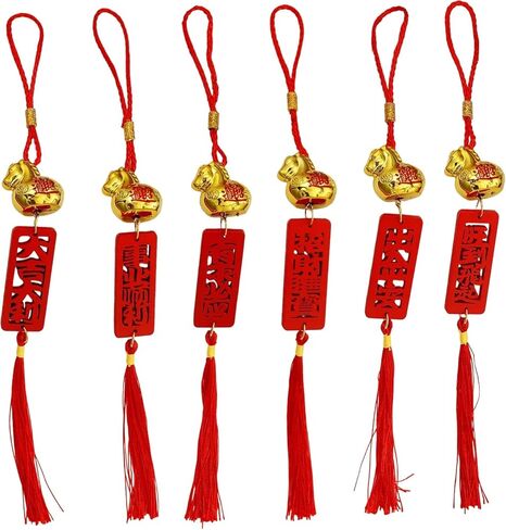 6 Pcs Chinese New Year Horse Year of The Horse 2026 Decorations Chinese New Years Lunar Zodiac Ornament Feng Shui Tassels Pendant Charm Gifts for Keychain Car Statue Bonsai in Saudi Arabia
