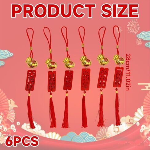 6 Pcs Chinese New Year Horse Year of The Horse 2026 Decorations Chinese New Years Lunar Zodiac Ornament Feng Shui Tassels Pendant Charm Gifts for Keychain Car Statue Bonsai in Saudi Arabia