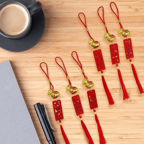 6 Pcs Chinese New Year Horse Year of The Horse 2026 Decorations Chinese New Years Lunar Zodiac Ornament Feng Shui Tassels Pendant Charm Gifts for Keychain Car Statue Bonsai in Saudi Arabia
