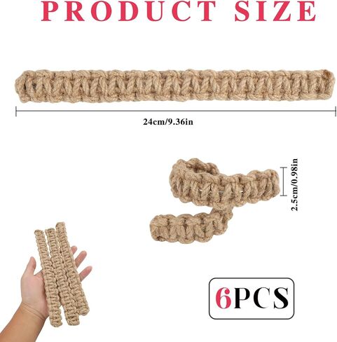 6Pcs Braided Curtain Tiebacks for Drapes, Rustic Curtain Holdbacks, Handmade Rope Curtains TieBacks for Sheer & Lightweight Curtains, No Hardware Needed in Saudi Arabia