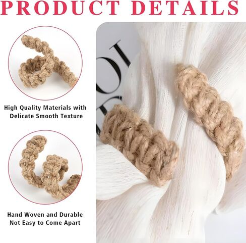 6Pcs Braided Curtain Tiebacks for Drapes, Rustic Curtain Holdbacks, Handmade Rope Curtains TieBacks for Sheer & Lightweight Curtains, No Hardware Needed in Saudi Arabia