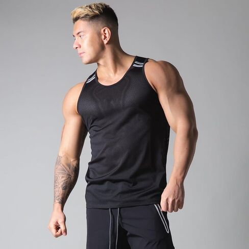 Men's Athletic Compression Shirts Sleeveless Workout Tank Top Quick Dry Gym Bodybuilding Tee in Saudi Arabia
