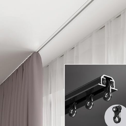 Recessed Ceiling Curtain Track 4.4m (14.4ft) - Metal Sliding Rail, Quiet Home Curtain System, Ideal for Kitchen/Shower, Durable Bracket Included, White Finish in Saudi Arabia
