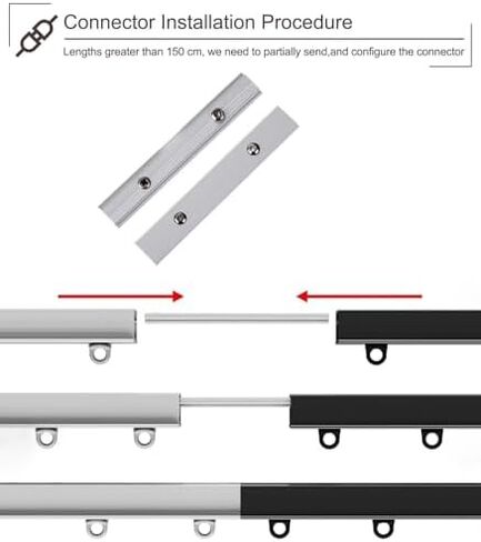 Recessed Ceiling Curtain Track 4.4m (14.4ft) - Metal Sliding Rail, Quiet Home Curtain System, Ideal for Kitchen/Shower, Durable Bracket Included, White Finish in Saudi Arabia