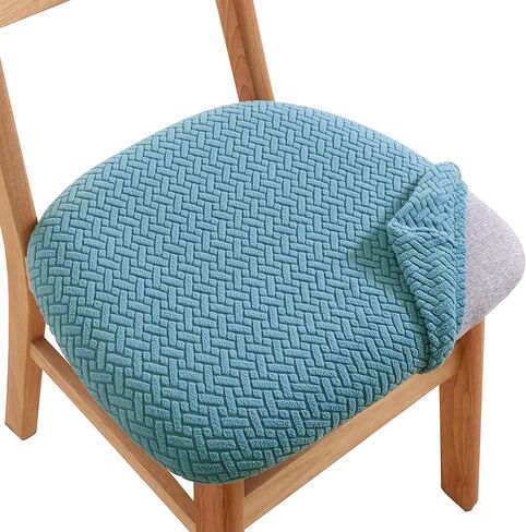 CRFATOP Jacquard Dining Chair Seat Covers Set of 4, Stretch Dining Room Cushion Slipcovers Non-Slip Soft Seat Cover for Dining Chairs Washable Parson Kitchen Chair Protectors,L,Beige in Saudi Arabia
