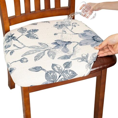 CRFATOP Jacquard Dining Chair Seat Covers Set of 4, Stretch Dining Room Cushion Slipcovers Non-Slip Soft Seat Cover for Dining Chairs Washable Parson Kitchen Chair Protectors,L,Beige in Saudi Arabia