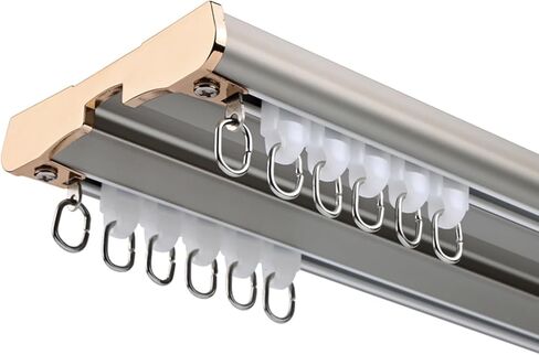 Curtain Conjoined Double Track, Ceiling Mount Heavy Duty Curtain Tracks（70-600cm/2.3ft-19.7ft) Easy To Install, For Living Room Bedroom Room Divider(Rose gold,15.1FT/460CM) in Saudi Arabia