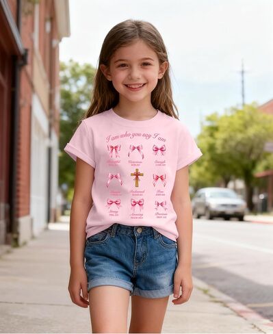 Christian Shirts for Kids Cute Girls Bow Shirt Jesus Shirts Christian Graphic Tees Pink Bow Shirt in Saudi Arabia