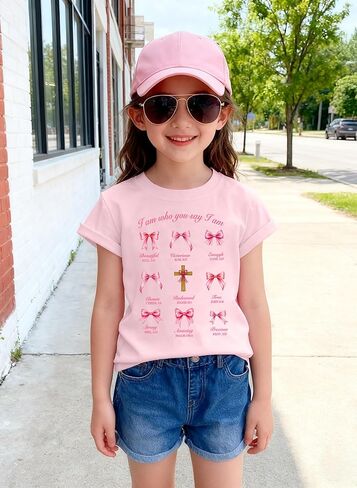 Christian Shirts for Kids Cute Girls Bow Shirt Jesus Shirts Christian Graphic Tees Pink Bow Shirt in Saudi Arabia