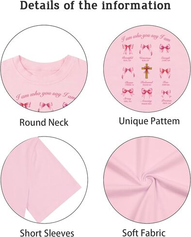 Christian Shirts for Kids Cute Girls Bow Shirt Jesus Shirts Christian Graphic Tees Pink Bow Shirt in Saudi Arabia