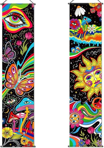2 Pcs Skull Tapestry Banner Hippie Wall Decoration Butterfly Mushroom Room Wall Hanging Moon Stars Bohemian Abstract Mushroom Backdrop Photography Background for Home Aesthetic Decor Room Bedroom in Saudi Arabia