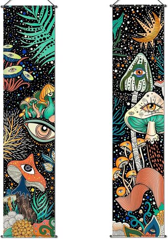 2 Pcs Skull Tapestry Banner Hippie Wall Decoration Butterfly Mushroom Room Wall Hanging Moon Stars Bohemian Abstract Mushroom Backdrop Photography Background for Home Aesthetic Decor Room Bedroom in Saudi Arabia