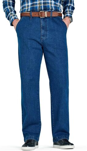 HIGH-Rise Denim Straight Leg Jeans - Elasticated Stretchy Cotton in Saudi Arabia