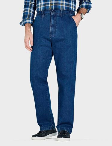 HIGH-Rise Denim Straight Leg Jeans - Elasticated Stretchy Cotton in Saudi Arabia