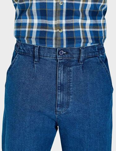 HIGH-Rise Denim Straight Leg Jeans - Elasticated Stretchy Cotton in Saudi Arabia