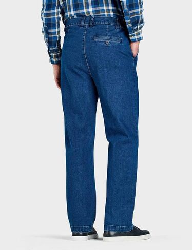 HIGH-Rise Denim Straight Leg Jeans - Elasticated Stretchy Cotton in Saudi Arabia