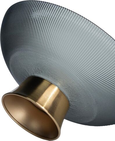 Round Glass Decorative Bowl, 9.8 Inches Handblown Gray Ripple Fruit Bowl with Gold Trim and Rust-Resistant Metal Base for Home Decor, Table Centerpiece, Kitchen Island and Dining Decor in Saudi Arabia
