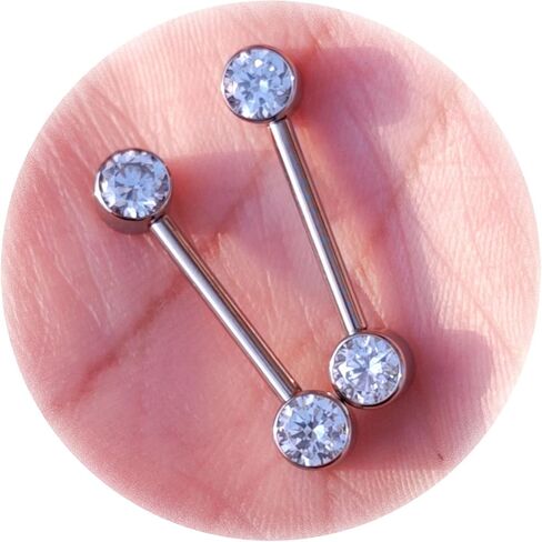 Nipple Piercing Titanium Nipple Rings Internally Threaded 14 Gauge 14 mm Bar Length Silver in Saudi Arabia