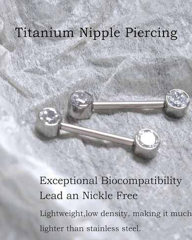 Nipple Piercing Titanium Nipple Rings Internally Threaded 14 Gauge 14 mm Bar Length Silver in Saudi Arabia