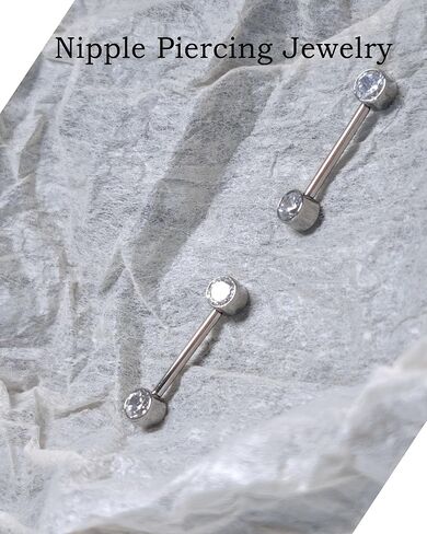 Nipple Piercing Titanium Nipple Rings Internally Threaded 14 Gauge 14 mm Bar Length Silver in Saudi Arabia
