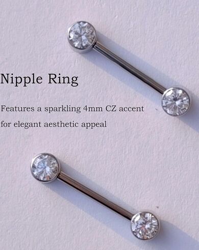 Nipple Piercing Titanium Nipple Rings Internally Threaded 14 Gauge 14 mm Bar Length Silver in Saudi Arabia