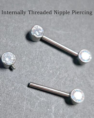 Nipple Piercing Titanium Nipple Rings Internally Threaded 14 Gauge 14 mm Bar Length Silver in Saudi Arabia