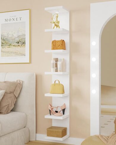 TFK 7 Tier Lack Wall Shelf Unit with Remote LED Lights,77" Tall Versatile Floating Display Wall Decor Shelf,Space-Optimizing Aesthetic Solution,White in Saudi Arabia