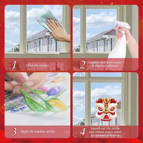 Happy Chinese New Year Window Clings for Glass Windows, 9 Sheets Horse Lunar New Year 2026 Window Decorations, Spring Festival Windows Decals Stickers for Office Home (Double-Sided) in Saudi Arabia