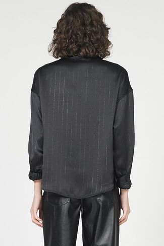 DEAR JOHN Adrianna Satin Stripe Shirt Women’s Oversized Button Down Long Sleeve Relaxed Fit Blouse in Saudi Arabia