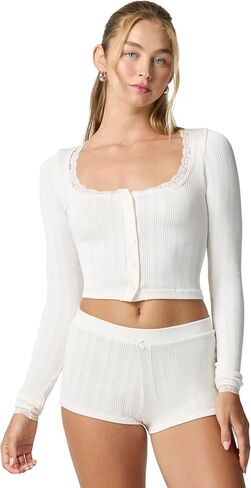 Florence by Mills Womens Pointelle Knit Cropped Cardi in Saudi Arabia