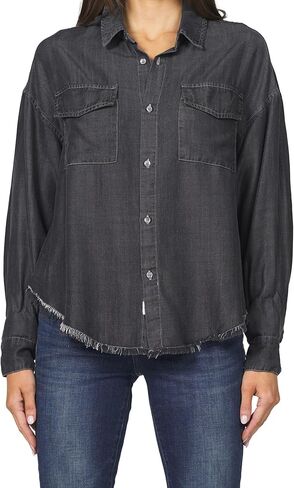 DEAR JOHN Adrianna Satin Stripe Shirt Women’s Oversized Button Down Long Sleeve Relaxed Fit Blouse in Saudi Arabia