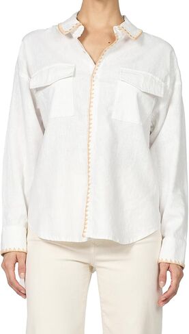 DEAR JOHN Adrianna Satin Stripe Shirt Women’s Oversized Button Down Long Sleeve Relaxed Fit Blouse in Saudi Arabia
