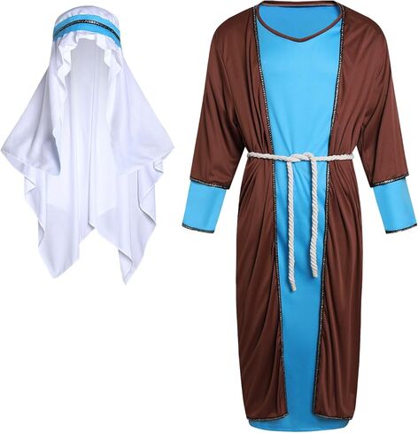 Shepherd Joseph Costume for Men Adult Jesus Nativity Tunic Robe Middle East Biblical Times Cosplay Outfit in Saudi Arabia