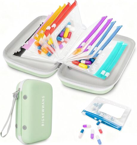 Extra Large Weekly Pill Organizer Set, Reusable Pill Bags with 14 Coded Pouches for Home and Travel, 7 Day with AM PM Large Storage Portable Medicine Pill Case for Fish Oils, Vitamins in Saudi Arabia