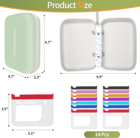 Extra Large Weekly Pill Organizer Set, Reusable Pill Bags with 14 Coded Pouches for Home and Travel, 7 Day with AM PM Large Storage Portable Medicine Pill Case for Fish Oils, Vitamins in Saudi Arabia